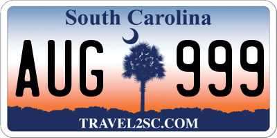SC license plate AUG999