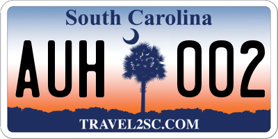 SC license plate AUH002
