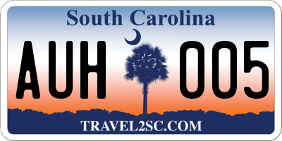 SC license plate AUH005