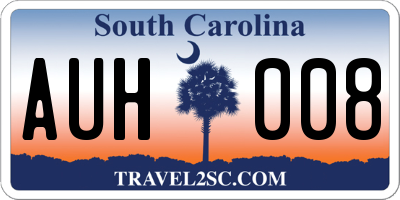 SC license plate AUH008