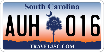 SC license plate AUH016