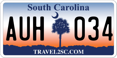 SC license plate AUH034