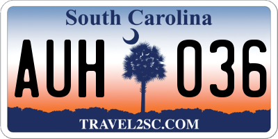 SC license plate AUH036