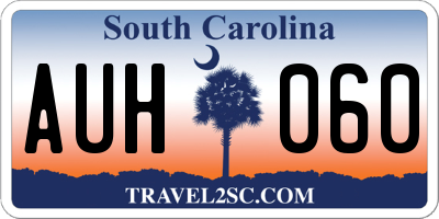 SC license plate AUH060