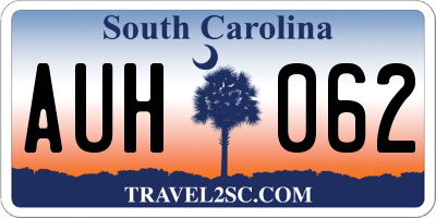 SC license plate AUH062
