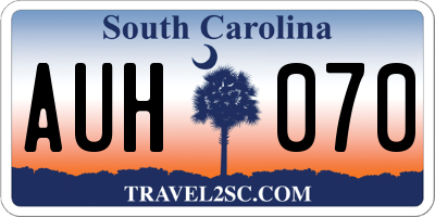 SC license plate AUH070