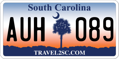 SC license plate AUH089