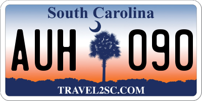 SC license plate AUH090