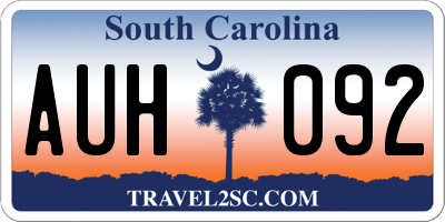 SC license plate AUH092