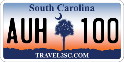 SC license plate AUH100