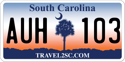 SC license plate AUH103