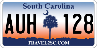SC license plate AUH128
