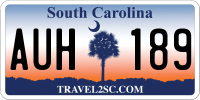 SC license plate AUH189