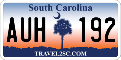 SC license plate AUH192