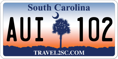 SC license plate AUI102