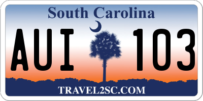 SC license plate AUI103