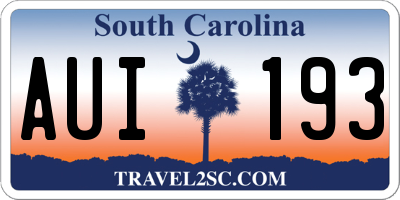 SC license plate AUI193