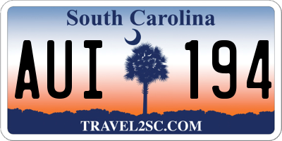 SC license plate AUI194
