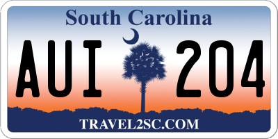 SC license plate AUI204