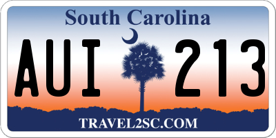 SC license plate AUI213