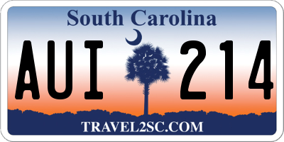SC license plate AUI214