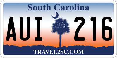 SC license plate AUI216