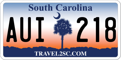 SC license plate AUI218