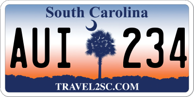 SC license plate AUI234