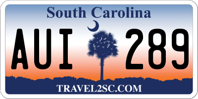 SC license plate AUI289