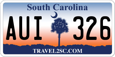 SC license plate AUI326