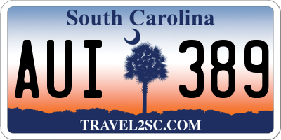 SC license plate AUI389