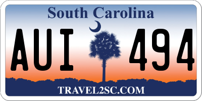 SC license plate AUI494