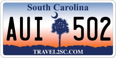 SC license plate AUI502