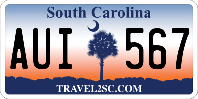 SC license plate AUI567