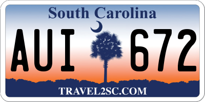 SC license plate AUI672