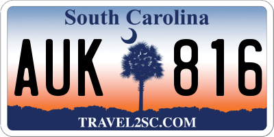 SC license plate AUK816