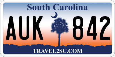 SC license plate AUK842