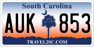 SC license plate AUK853