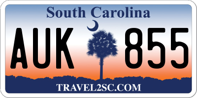 SC license plate AUK855