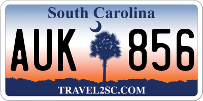 SC license plate AUK856