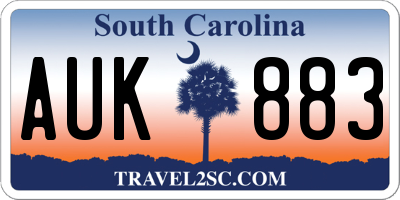 SC license plate AUK883