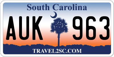 SC license plate AUK963