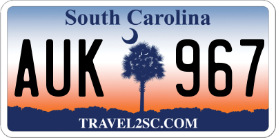 SC license plate AUK967