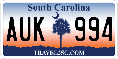 SC license plate AUK994