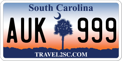 SC license plate AUK999