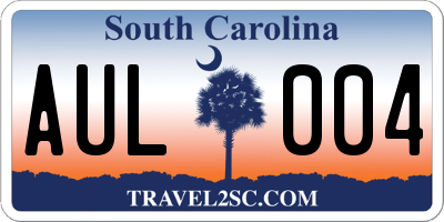 SC license plate AUL004