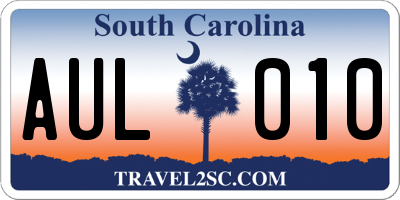 SC license plate AUL010