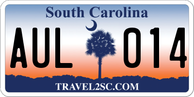 SC license plate AUL014