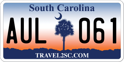 SC license plate AUL061