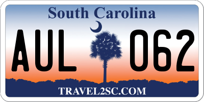 SC license plate AUL062